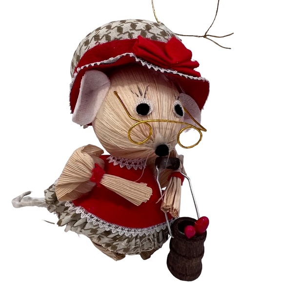 Kurt S. Adler Corn Husk Ornaments Granny and Grandpa Mouse 4" - Picture 2 of 9